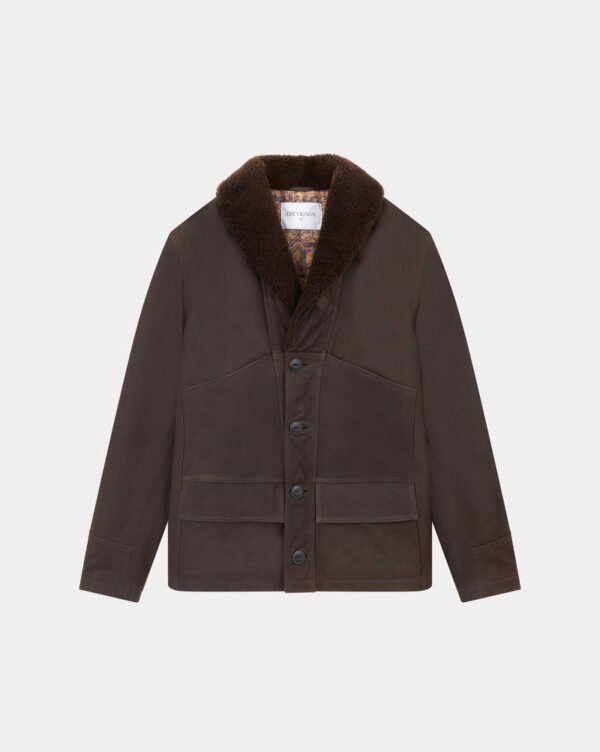CHEVIGNON manteau cuir cameraman marron
