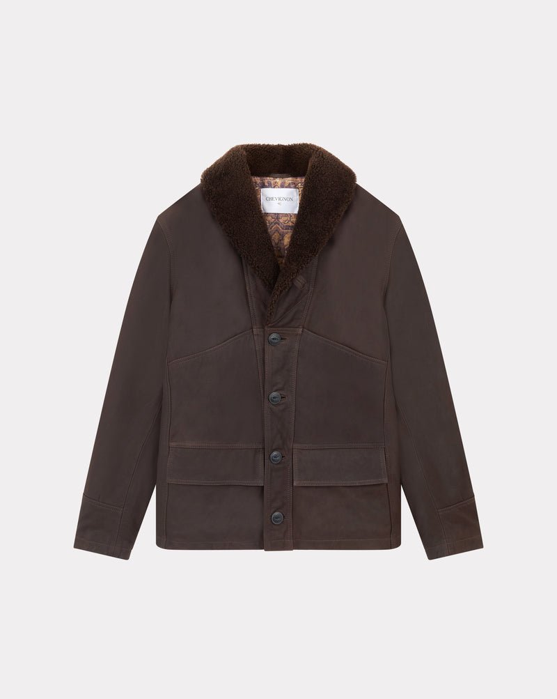 CHEVIGNON manteau cuir cameraman marron – Image 1