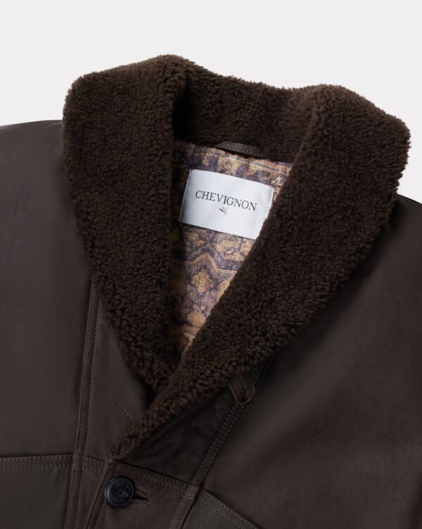 CHEVIGNON manteau cuir cameraman marron