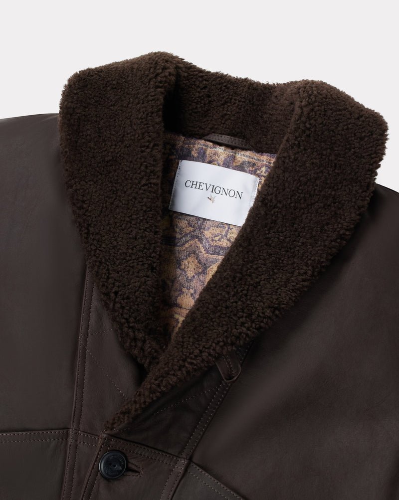CHEVIGNON manteau cuir cameraman marron – Image 2