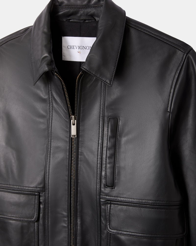 CHEVIGNON blouson en cuir paolo noir – Image 4
