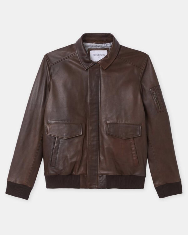 CHEVIGNON veste en cuir dwight marron