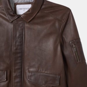 CHEVIGNON veste en cuir dwight marron – Image 3