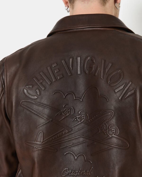 CHEVIGNON veste en cuir dwight marron