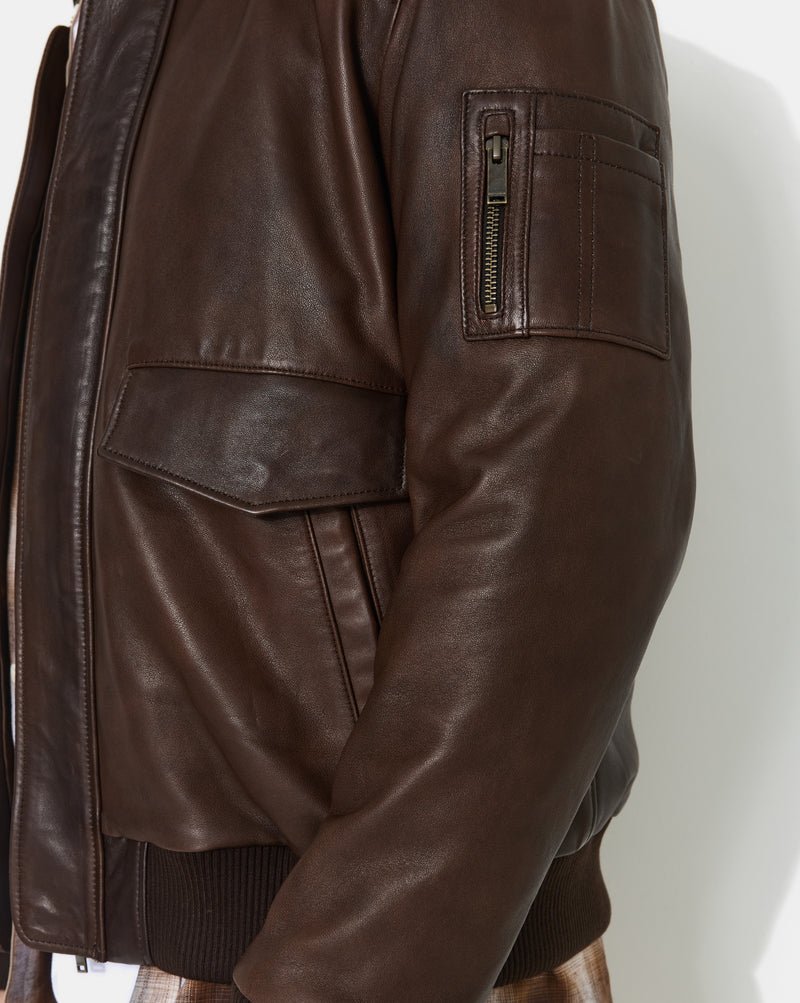 CHEVIGNON veste en cuir dwight marron – Image 5