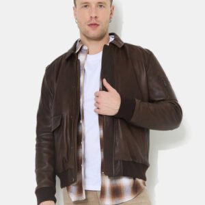 CHEVIGNON veste en cuir dwight marron