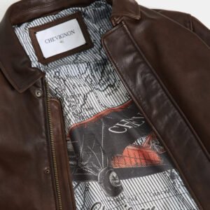 CHEVIGNON veste en cuir dwight marron – Image 6