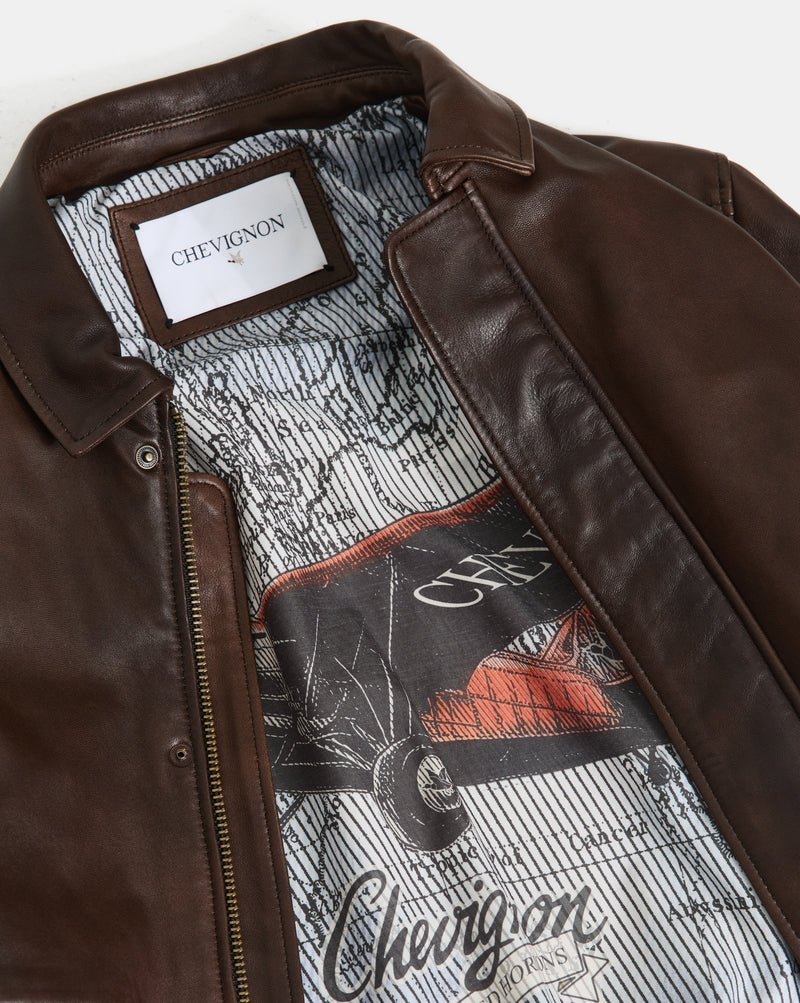 CHEVIGNON veste en cuir dwight marron – Image 6