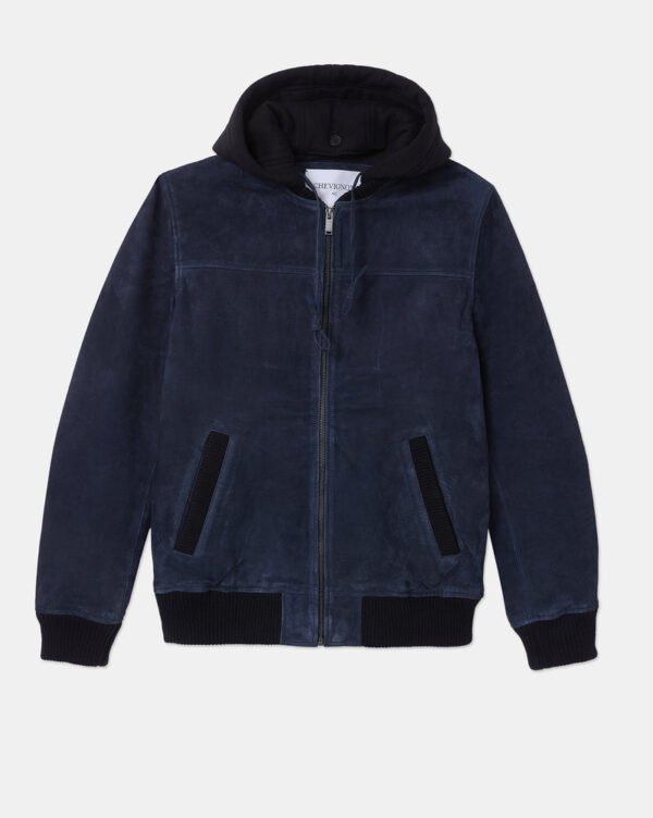 CHEVIGNON veste en cuir djibril suede bleu