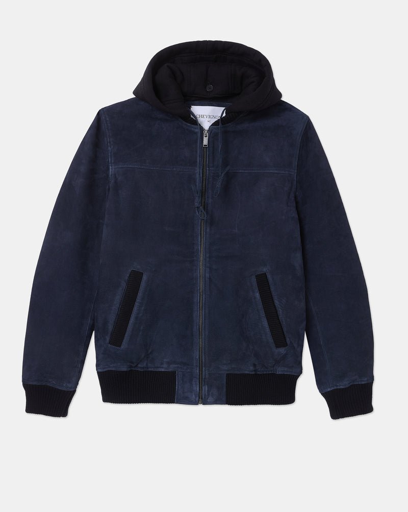 CHEVIGNON veste en cuir djibril suede bleu – Image 1
