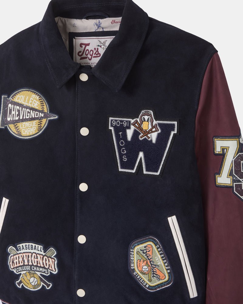 CHEVIGNON veste teddy en cuir don bleu marine – Image 5