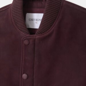 CHEVIGNON veste teddy en cuir dusty burgundy