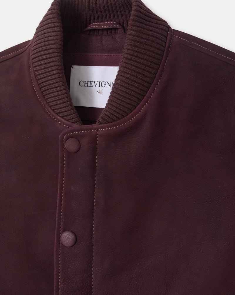 CHEVIGNON veste teddy en cuir dusty burgundy – Image 1