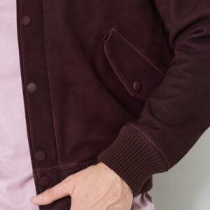 CHEVIGNON veste teddy en cuir dusty burgundy – Image 3