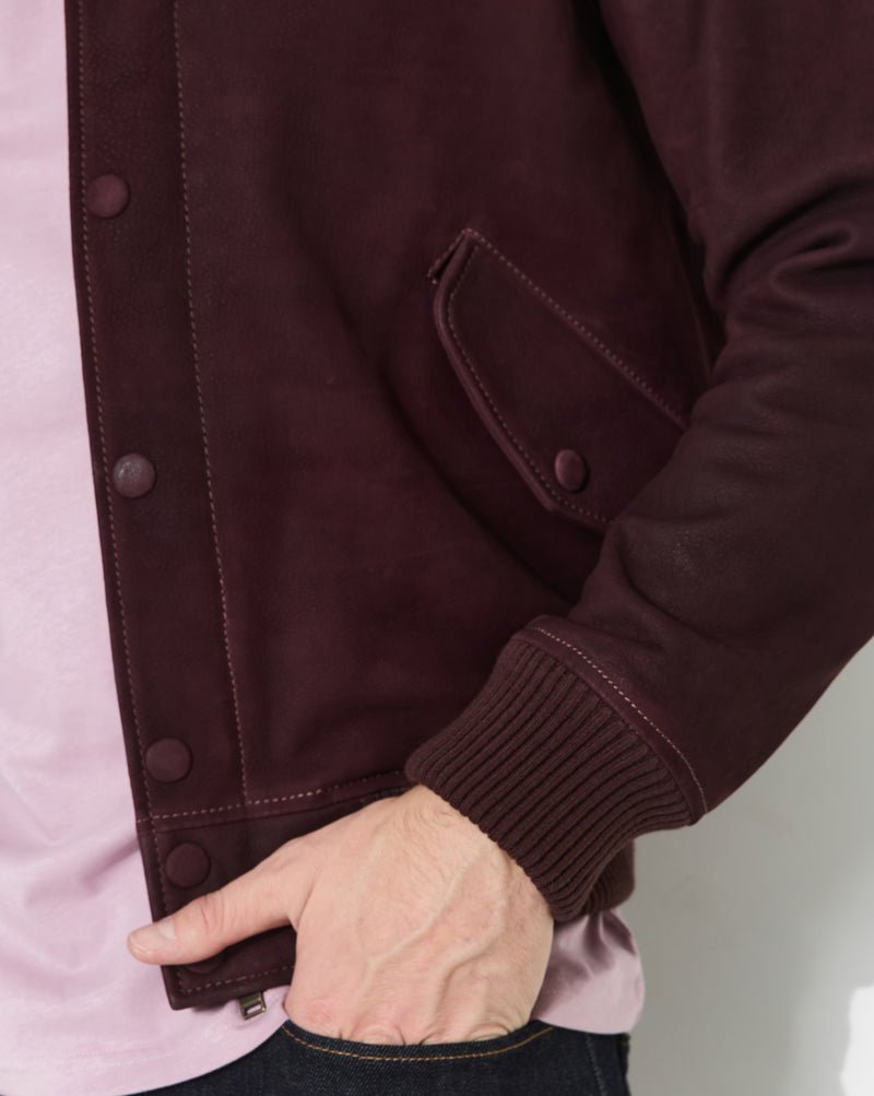 CHEVIGNON veste teddy en cuir dusty burgundy – Image 3