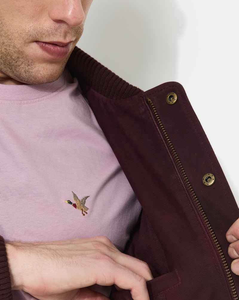 CHEVIGNON veste teddy en cuir dusty burgundy – Image 4