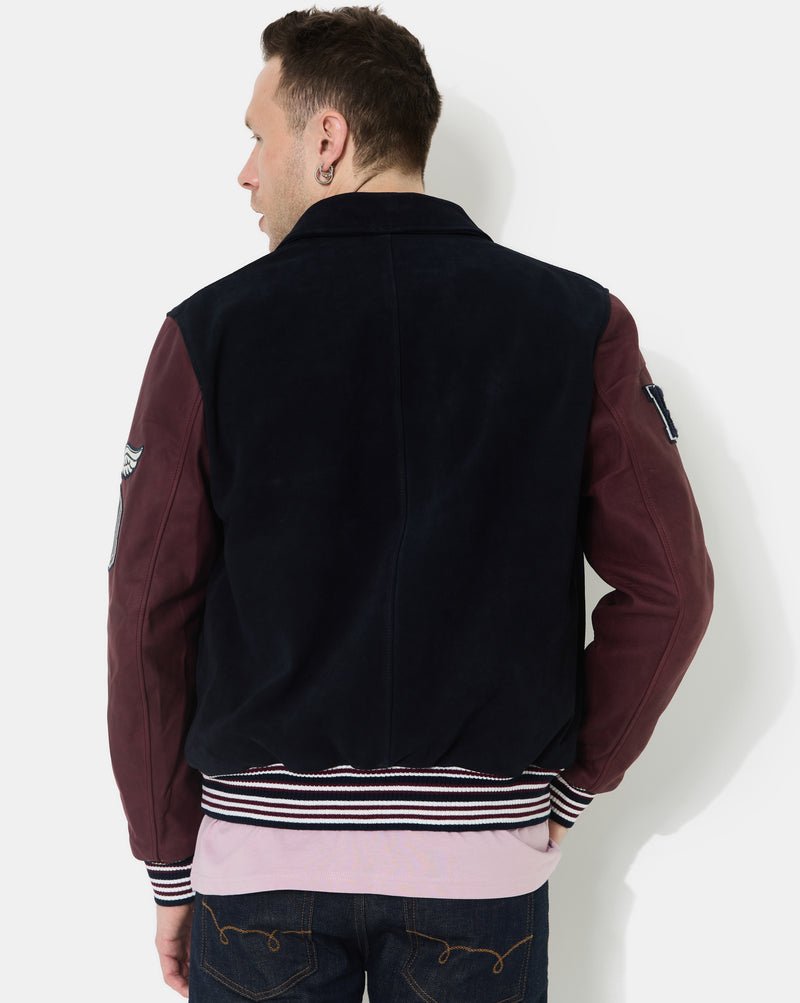CHEVIGNON veste teddy en cuir don bleu marine – Image 6