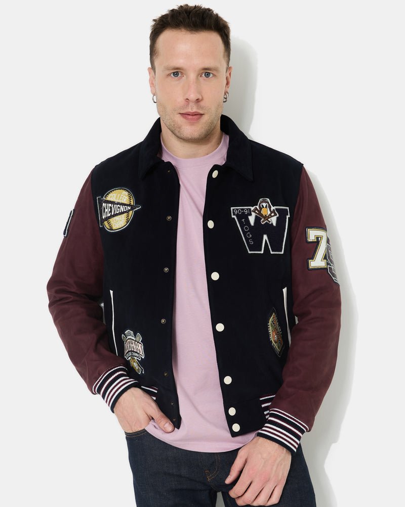 CHEVIGNON veste teddy en cuir don bleu marine – Image 8