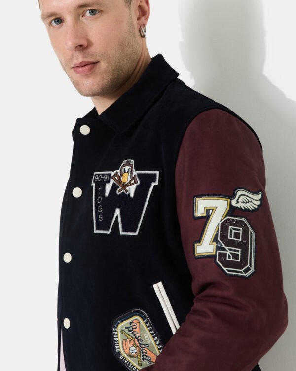 CHEVIGNON veste teddy en cuir don bleu marine