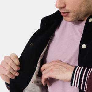 CHEVIGNON veste teddy en cuir don bleu marine – Image 3