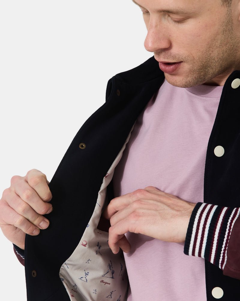 CHEVIGNON veste teddy en cuir don bleu marine – Image 3