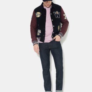 CHEVIGNON veste teddy en cuir don bleu marine – Image 1