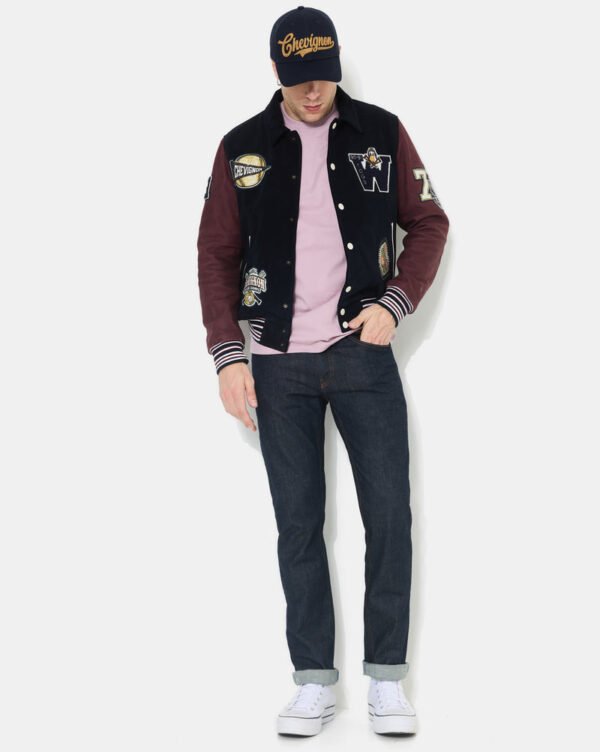 CHEVIGNON veste teddy en cuir don bleu marine