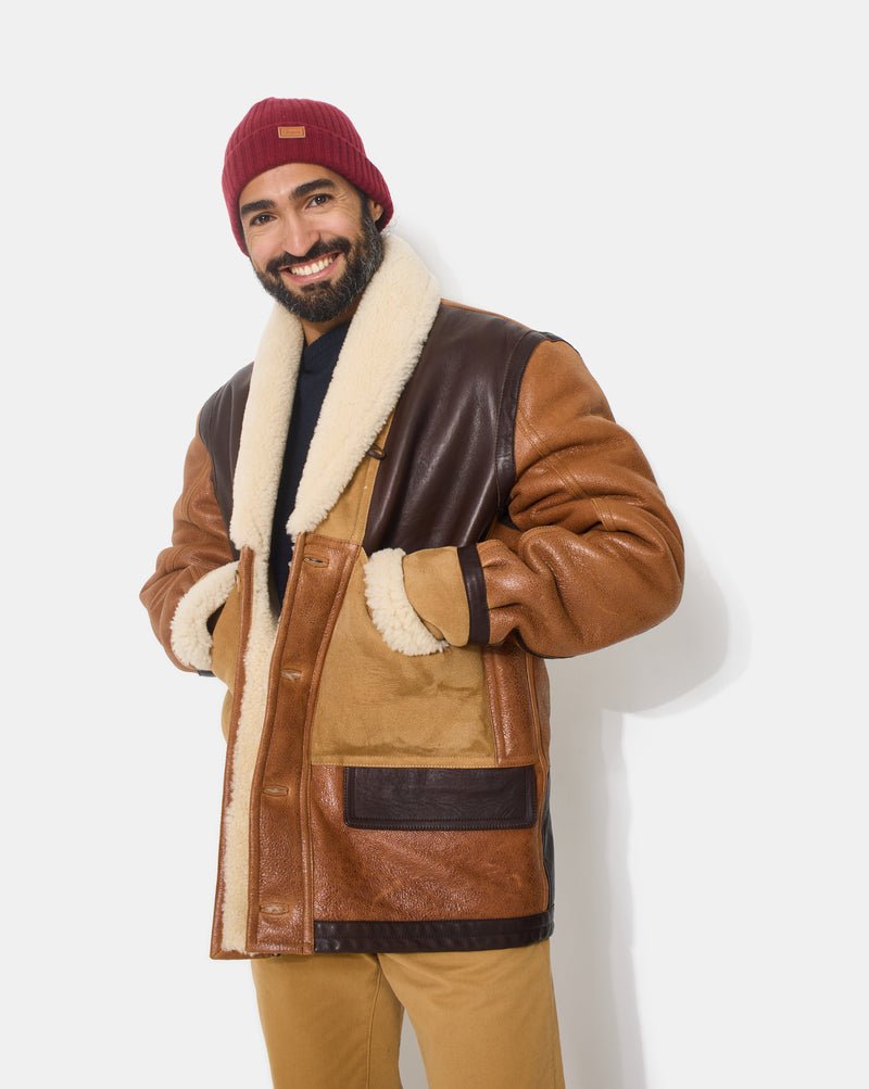 CHEVIGNON manteau cameraman cuir marron – Image 2