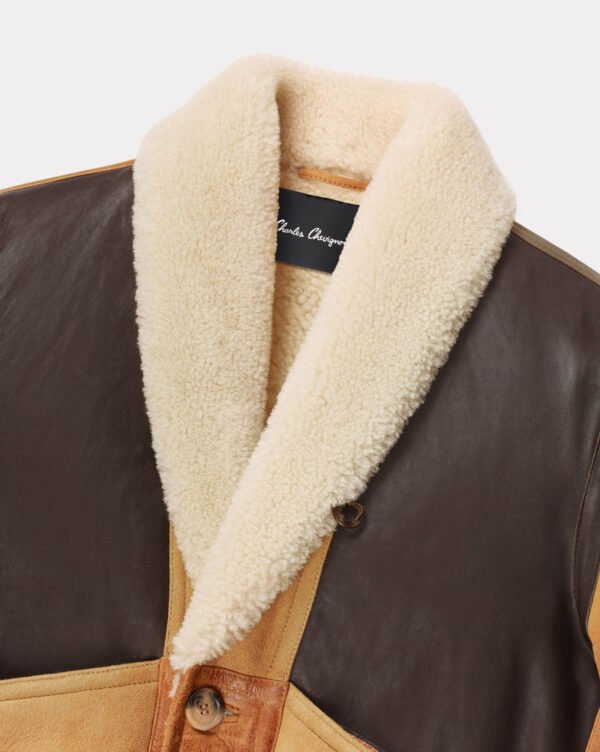 CHEVIGNON manteau cameraman cuir marron