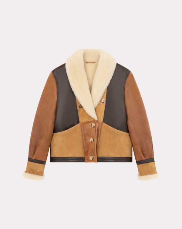 CHEVIGNON blouson en cuir femme camerashearling marron