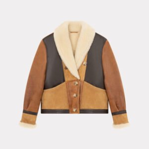 CHEVIGNON blouson en cuir femme camerashearling marron – Image 1