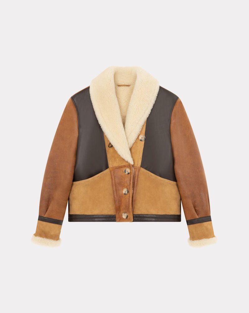 CHEVIGNON blouson en cuir femme camerashearling marron – Image 1