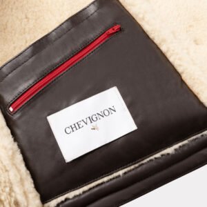 CHEVIGNON blouson en cuir femme camerashearling marron – Image 5